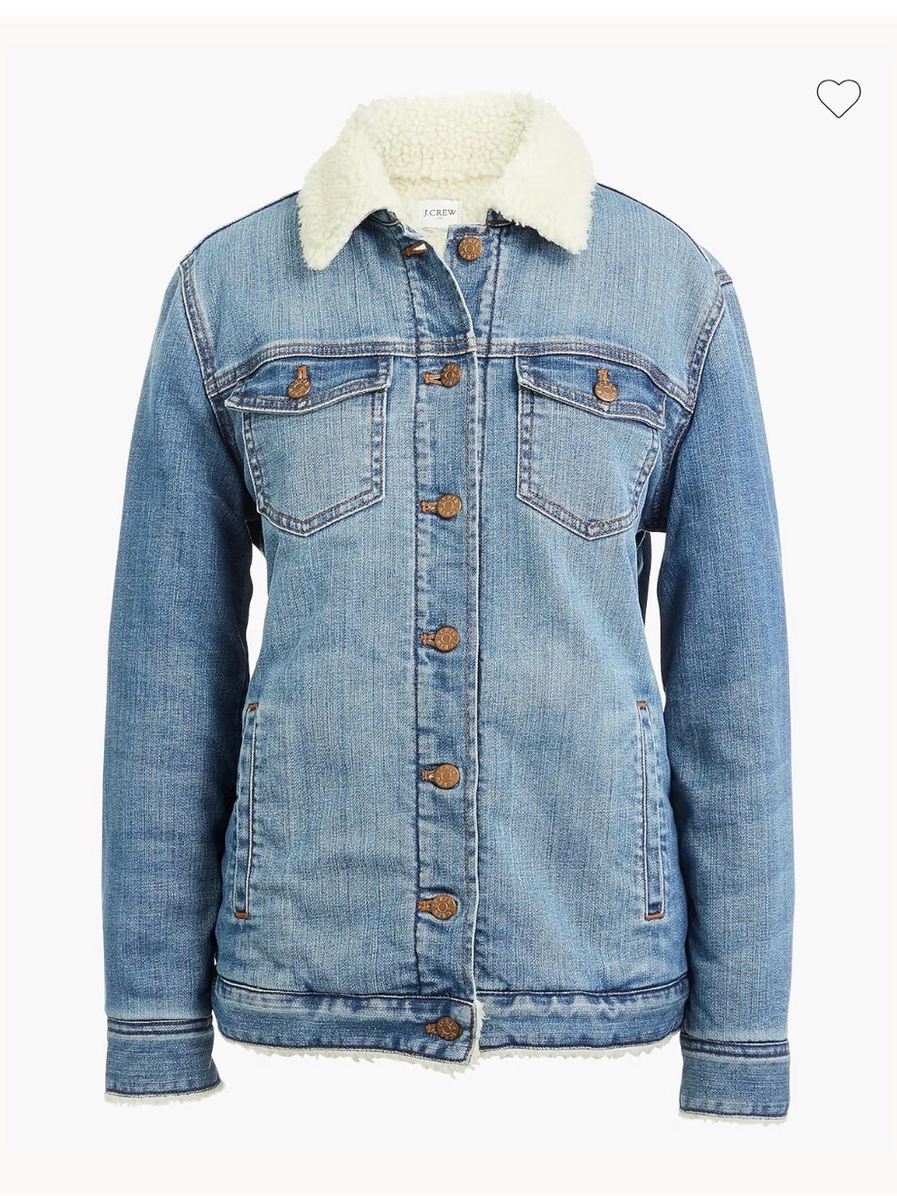 J.Crew Oversized Sherpa-Lined Denim Jacket - Medium
